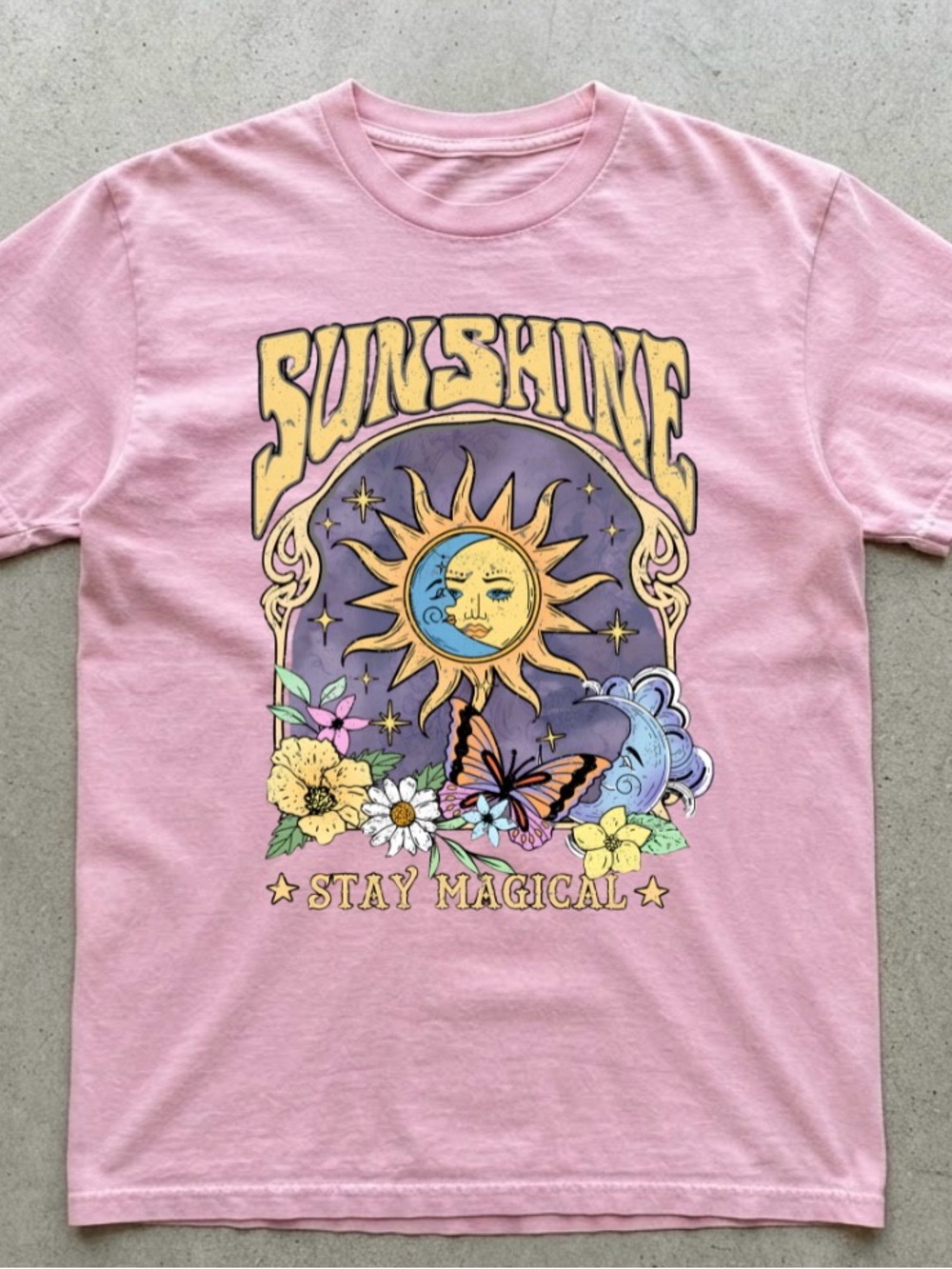 Sunshine Stay Magical Butterfly Floral Graphic Tee